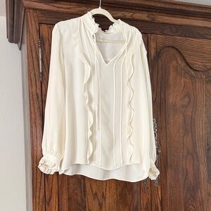 Lafayette 148 New York Harlan Long Sleeve Silk Georgette Blouse